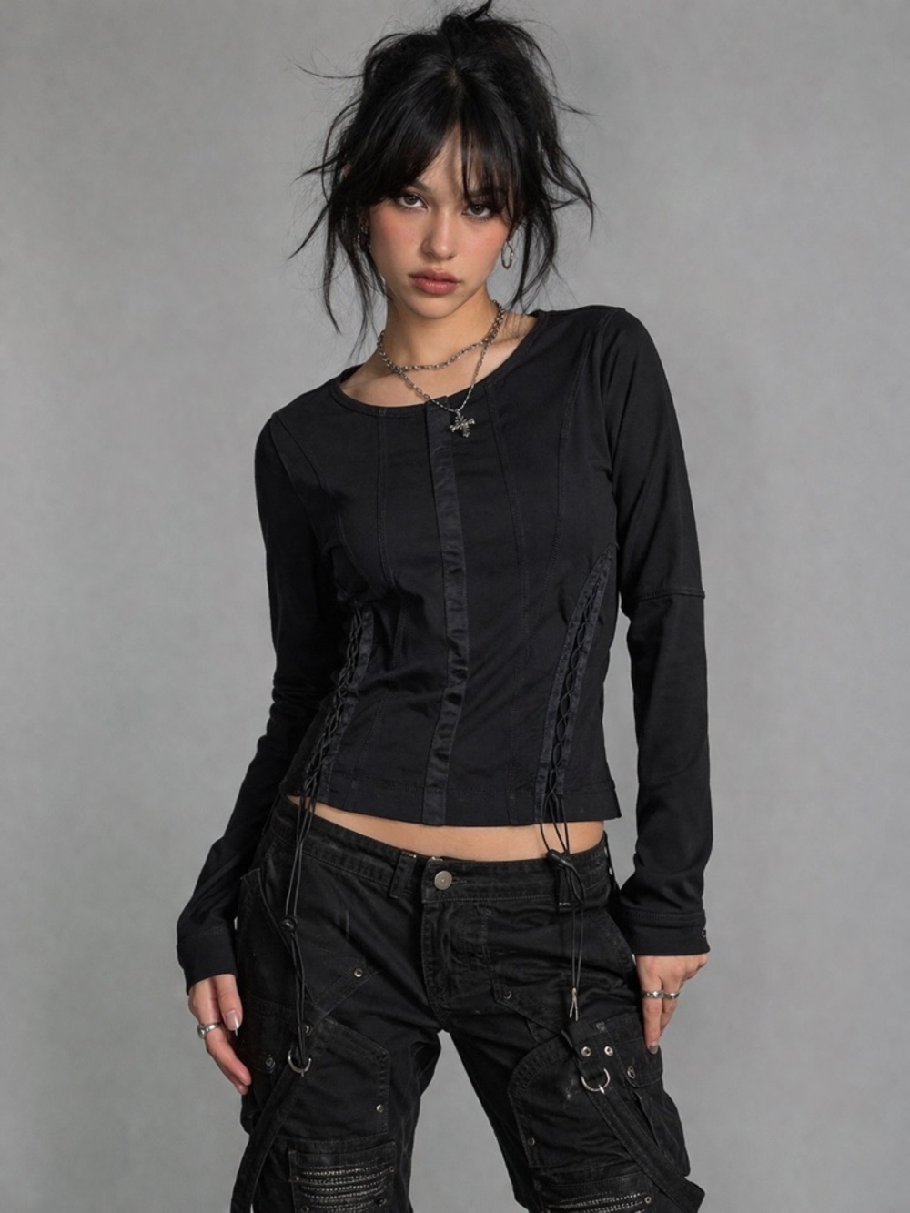 G-Star Raw Y2K Indie Sleaze Lace Up Top Bungee Cyber Rave Steampunk Grunge